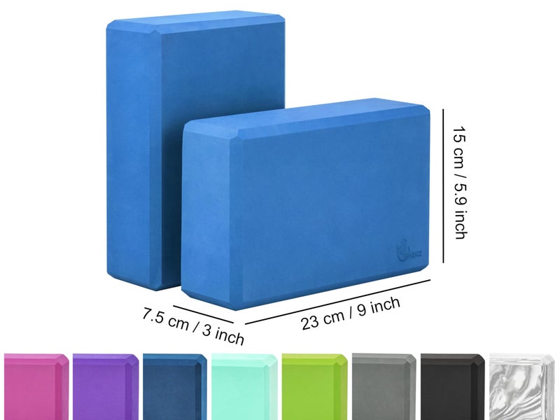 EXERZ Yoga Blocks 2pcs Gym Bricks, Comfortable Fitness Yoga Bricks, Anti-Slip, Pilates Practice (Blue) - Image 2